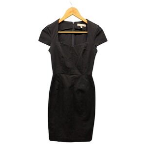 Banana Republic Sheath Dress Womens Size 2 Black‎ Short Sleeve Stretch Workwear
